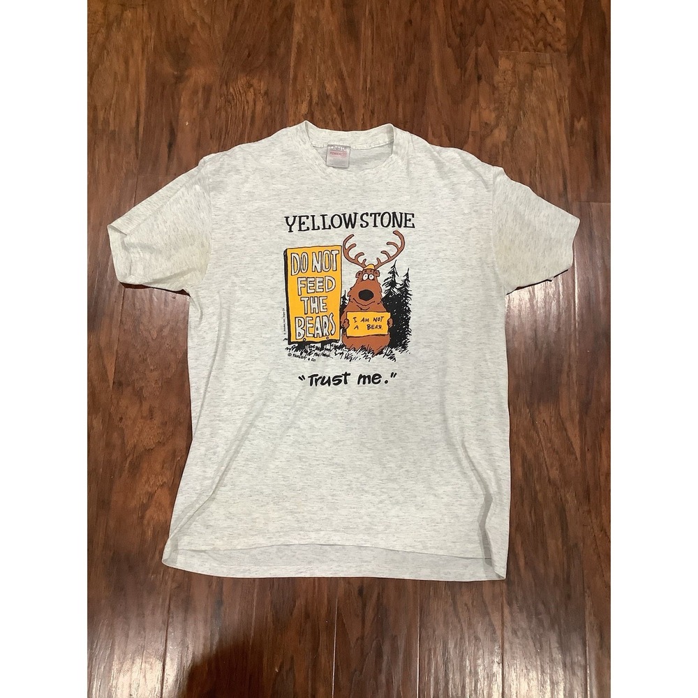 Oneita 90s Made in USA Print Short sleeve T-shirt Size L Old Vintage Men's - Picture 2 of 10